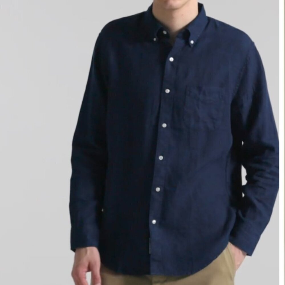 J. Crew Men's Baird McNutt Black Irish Linen Button Up Shirt Sz XXL Classic Fit